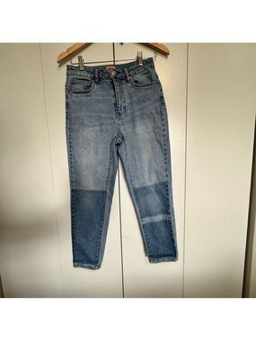 Only Blue Ankle Cropped Jeans with Patchwork